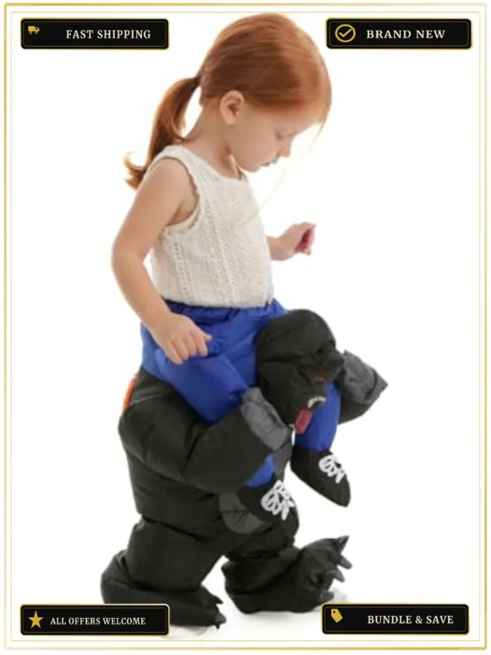 Inflatable Gorilla Piggy Back Rider Costume Kids Cosplay